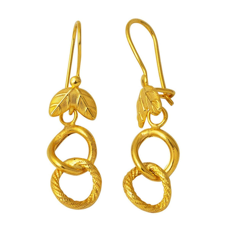 14K Yellow Gold Space Path Dangle Earrings (3 g)