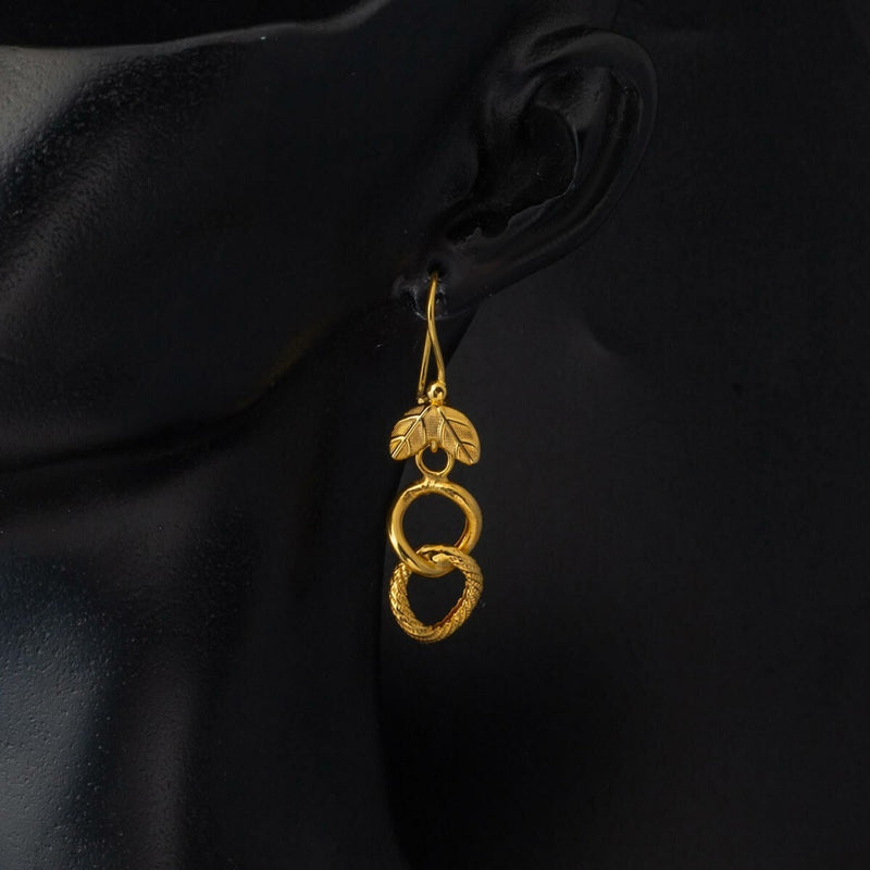 14K Yellow Gold Space Path Dangle Earrings (3 g)