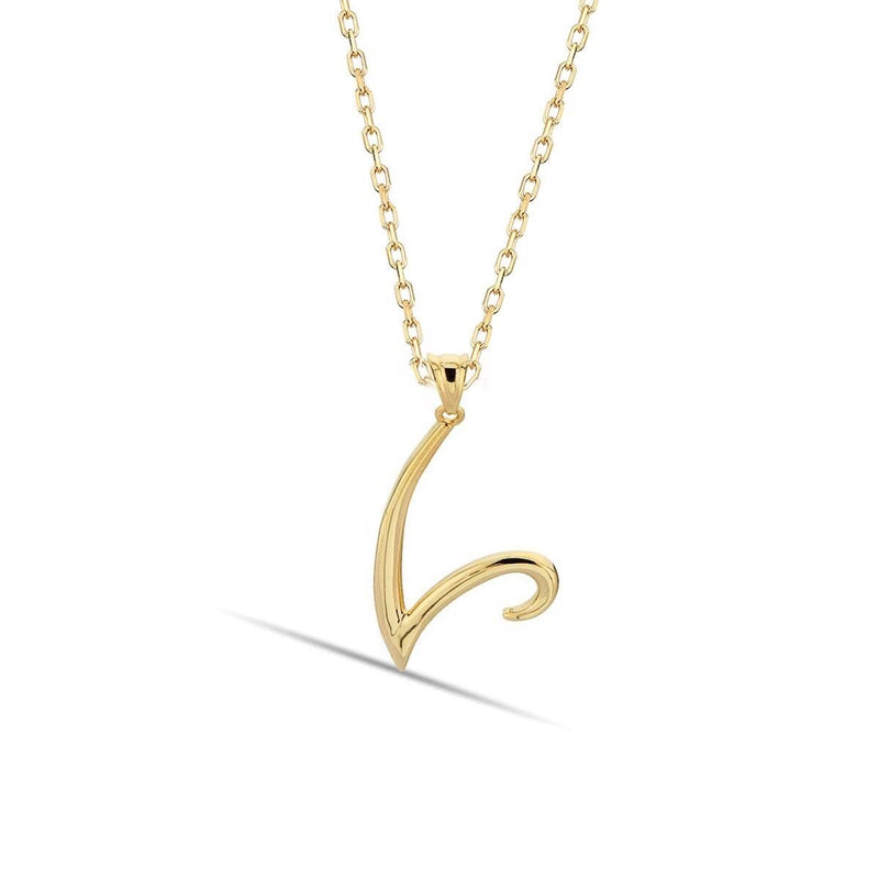 14K Yellow Gold Initial V Necklace