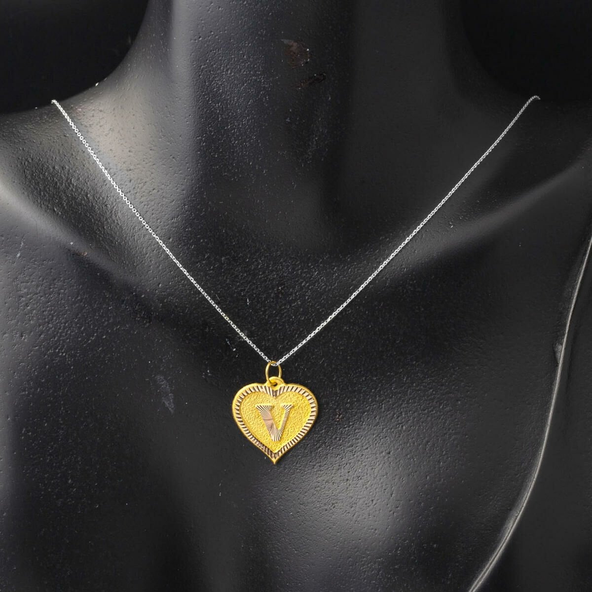 14K Yellow Gold Children's Gift V Initial Pendant