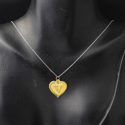14K Yellow Gold Children's Gift V Initial Pendant