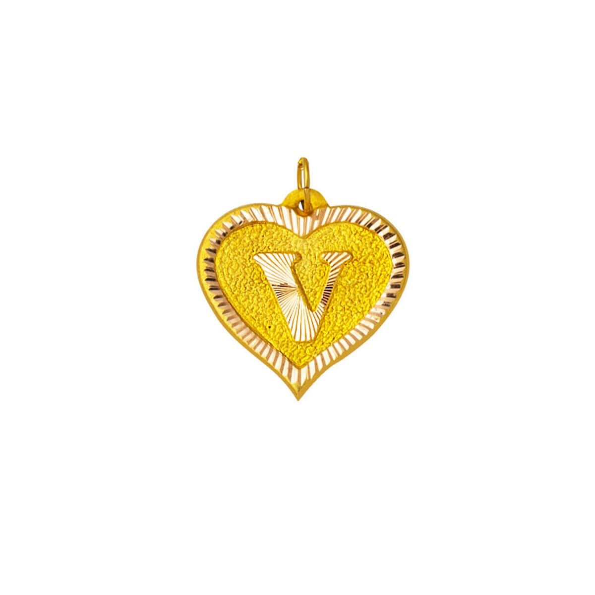 14K Yellow Gold Children's Gift V Initial Pendant