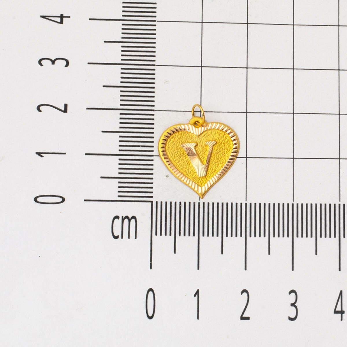 14K Yellow Gold Children's Gift V Initial Pendant