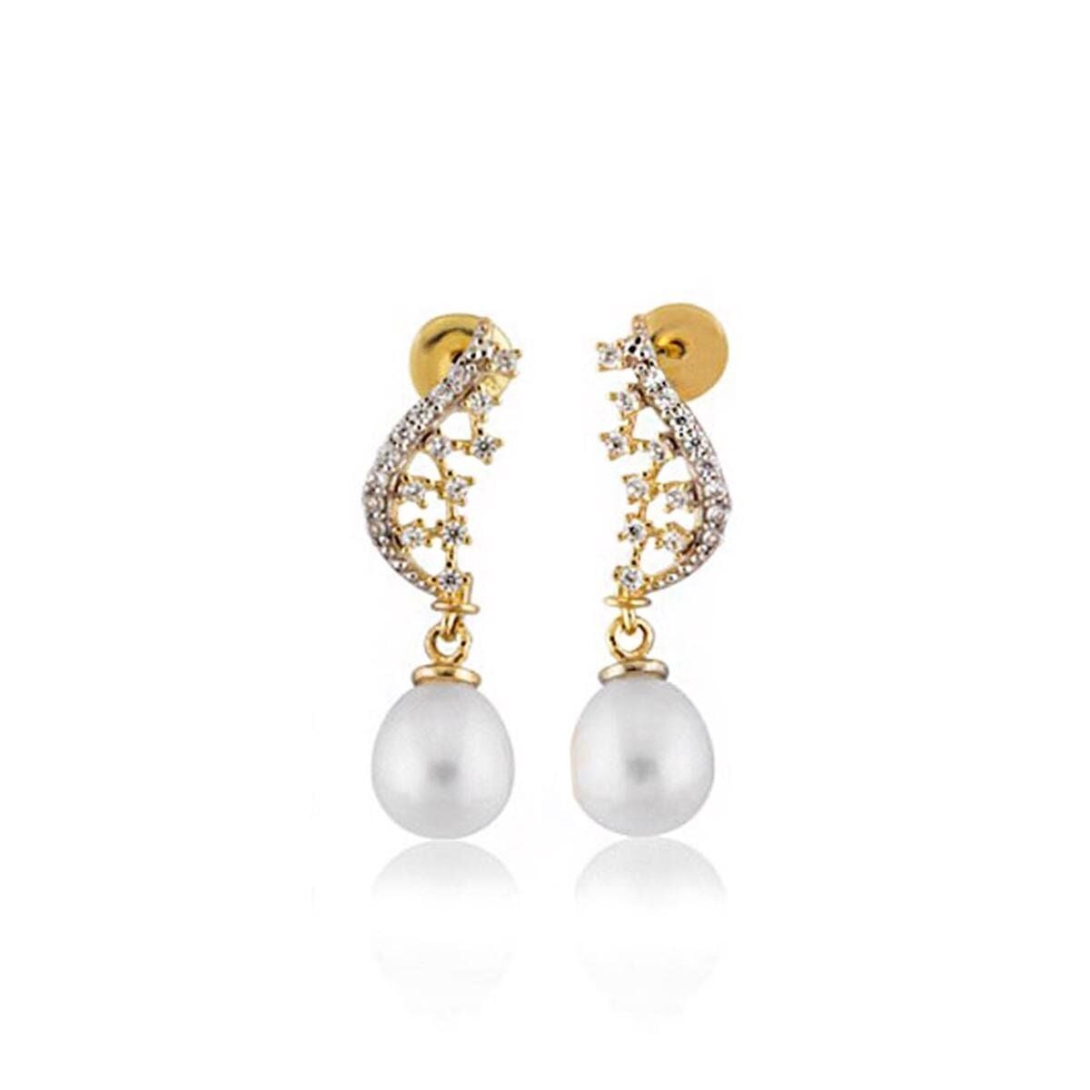 14K Yellow Gold Valenza Pearl Earrings