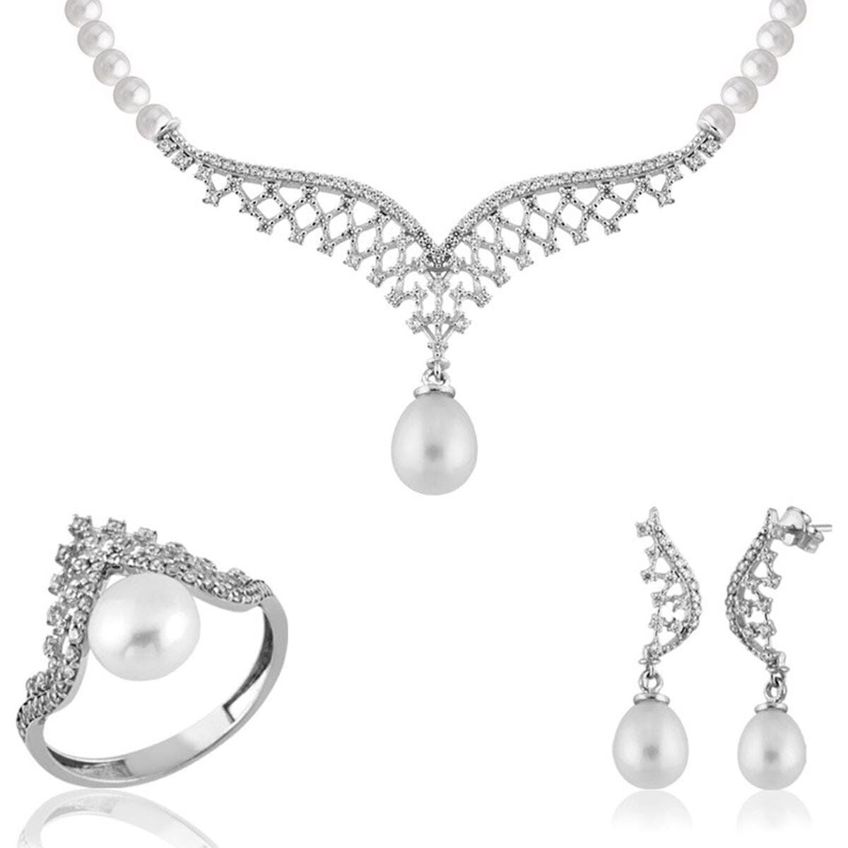 14K White Gold Valenza Pearl Bridal Set