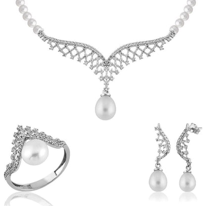 14K White Gold Valenza Pearl Bridal Set