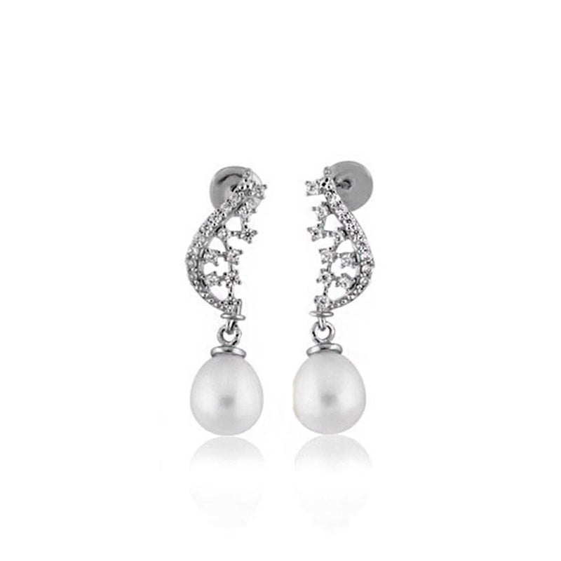 14K White Gold Valenza Pearl Earrings