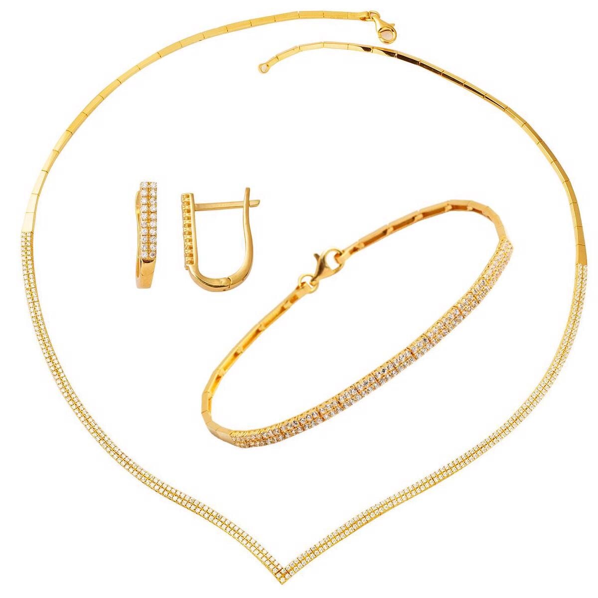 14K Yellow Gold Tennis Cubic Zirconia Set