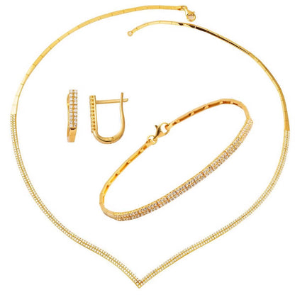 14K Yellow Gold Tennis Cubic Zirconia Set