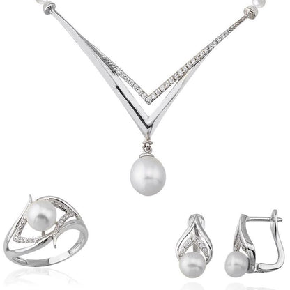 14K White Gold Velletri Bridal Pearl Set