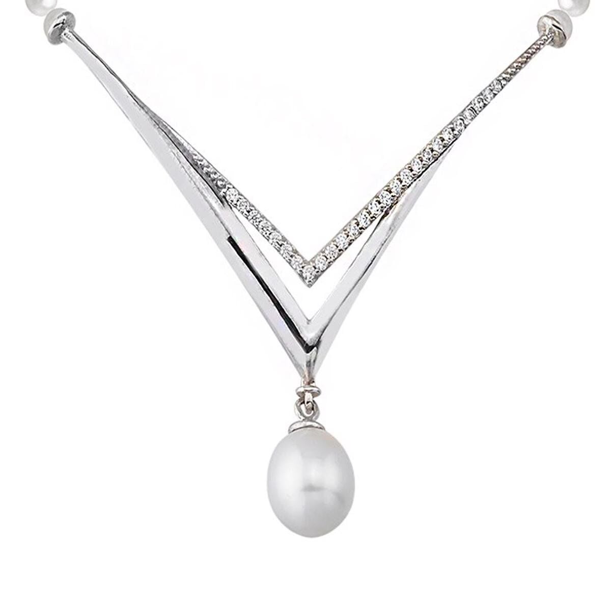 14K White Gold Velletri Pearl Collar Necklace