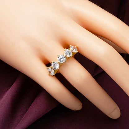 14K Yellow Gold Venus Five Stone Cubic Zirconia Ring