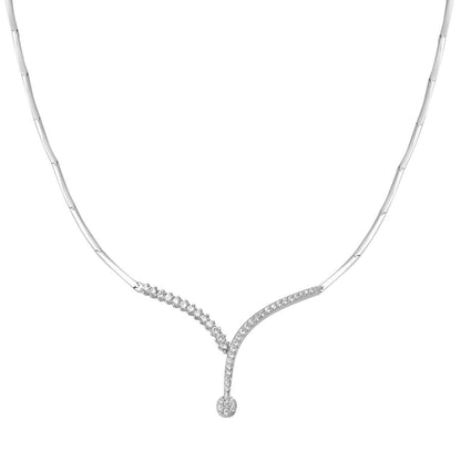 14K White Gold Venus Cubic Zirconia Collar Necklace