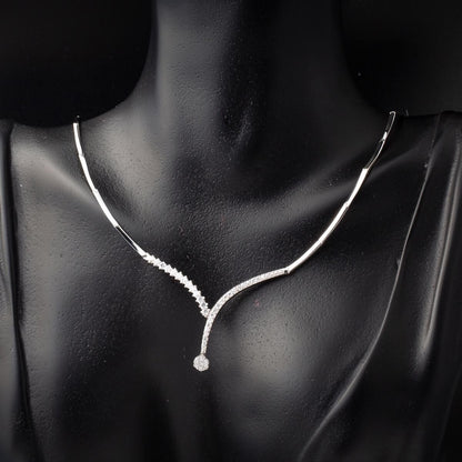 14K White Gold Venus Cubic Zirconia Collar Necklace