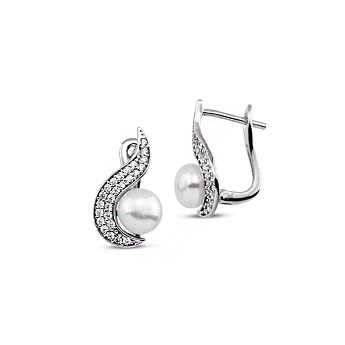 14K White Gold Verona Pearl Earrings