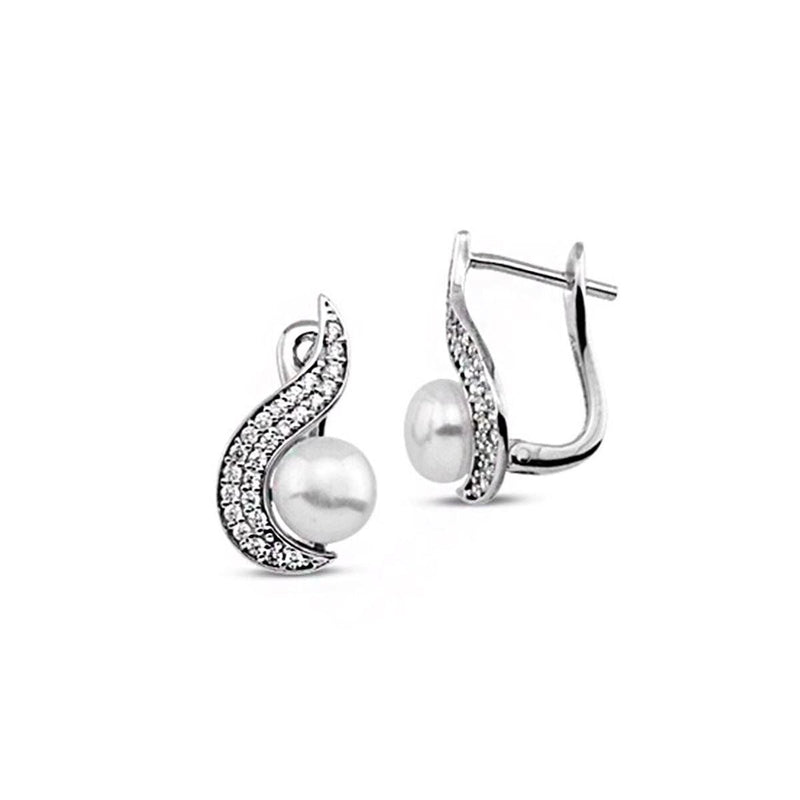 14K White Gold Verona Pearl Earrings