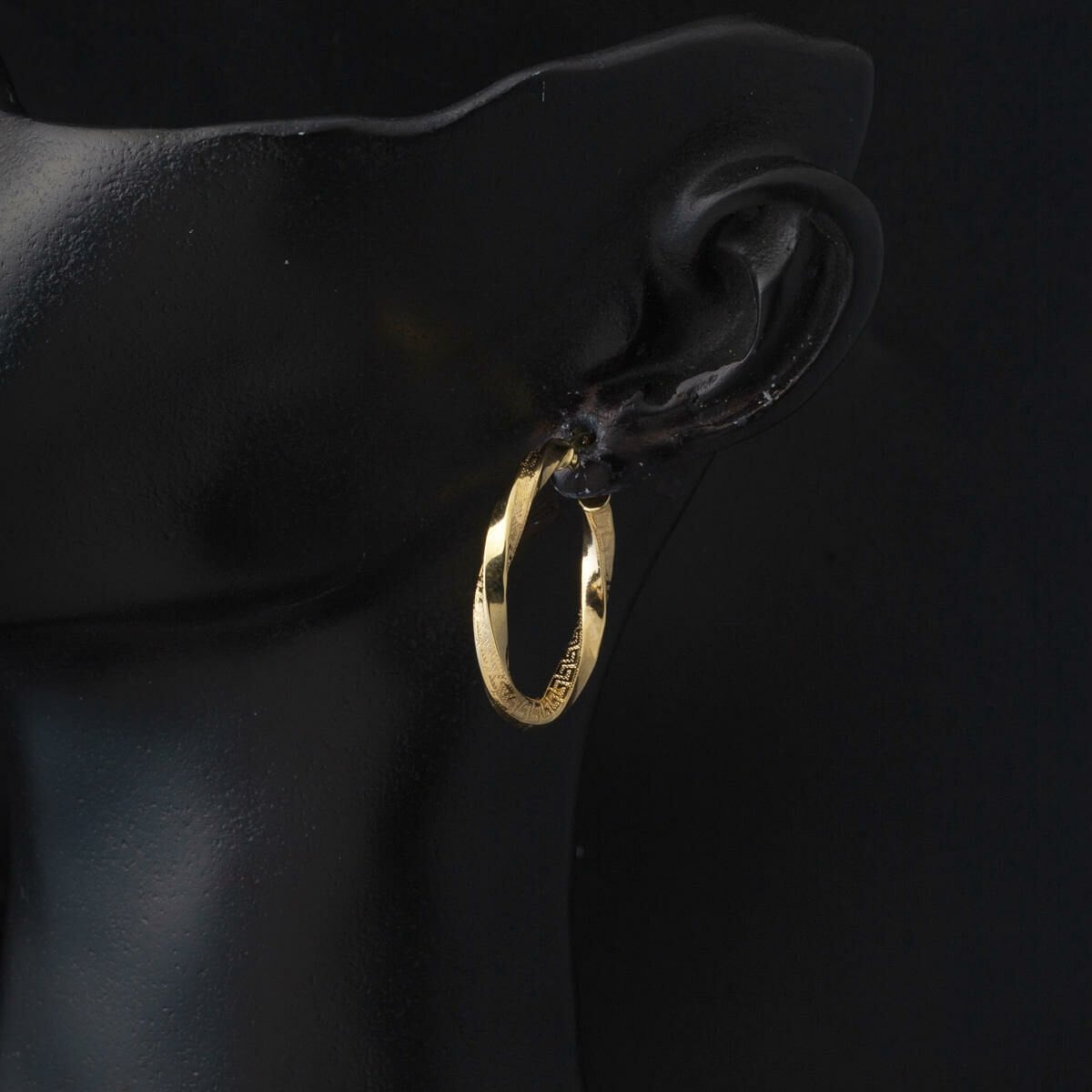 14K Yellow Gold Designer Inspired Twisted Hoop Earrings 3 cm Diameter