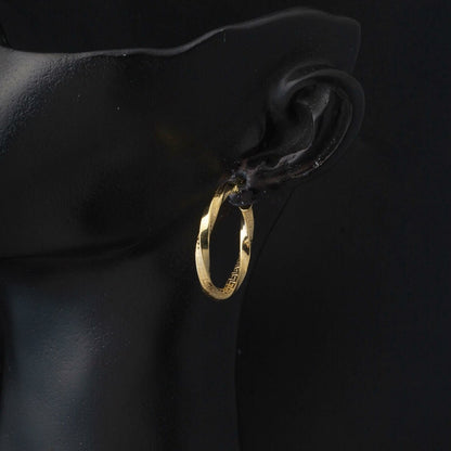 14K Yellow Gold Designer Inspired Twisted Hoop Earrings 3 cm Diameter