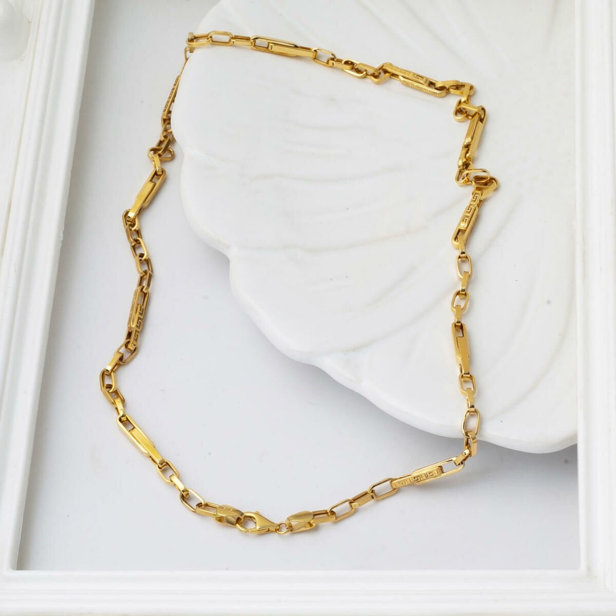 14K Yellow Gold Designer Inspired Hoop Chain Necklace