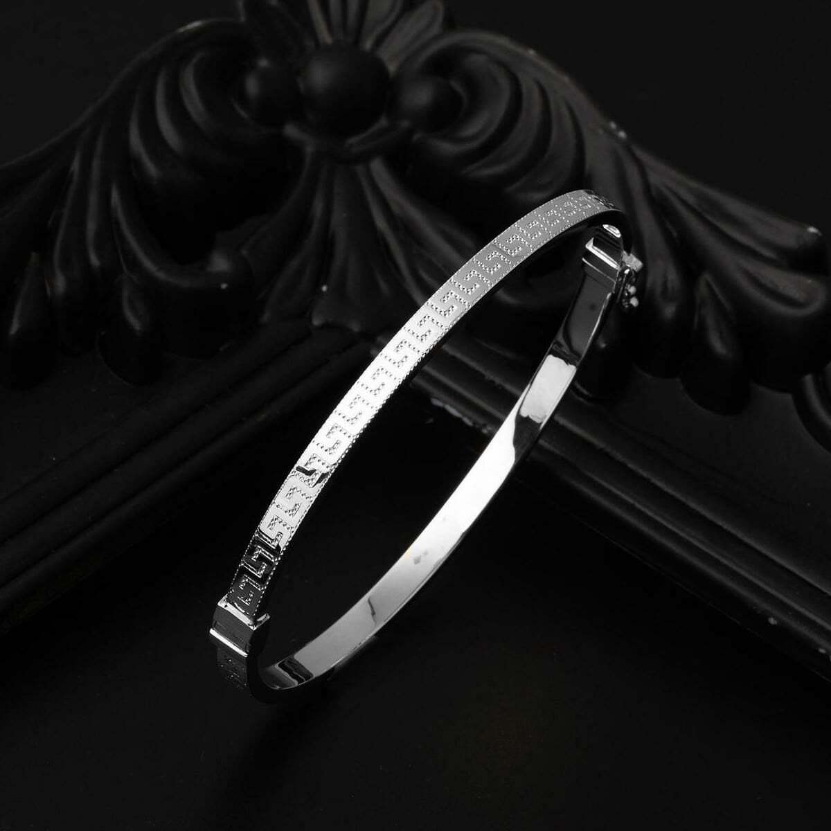 14K White Gold Designer Inspired Hinged Cuff Bangle