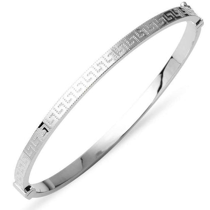 14K White Gold Designer Inspired Hinged Cuff Bangle