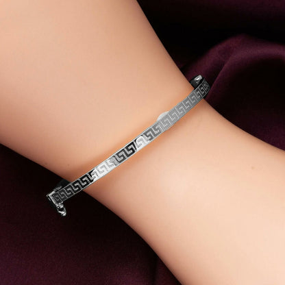 14K White Gold Designer Inspired Hinged Cuff Bangle
