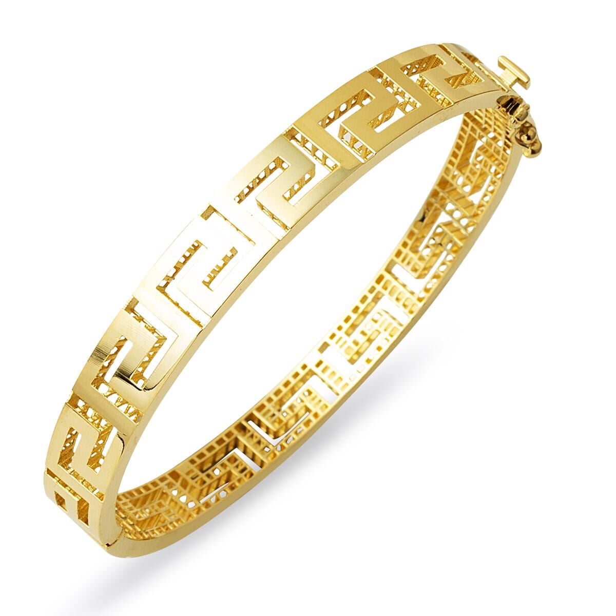 14K Yellow Gold Designer Inspired Hinged Cuff Bangle (9.92 g)
