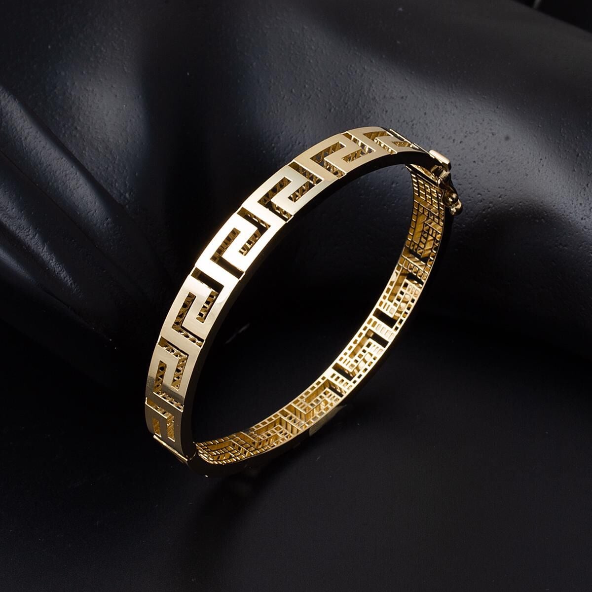 14K Yellow Gold Designer Inspired Hinged Cuff Bangle (9.92 g)