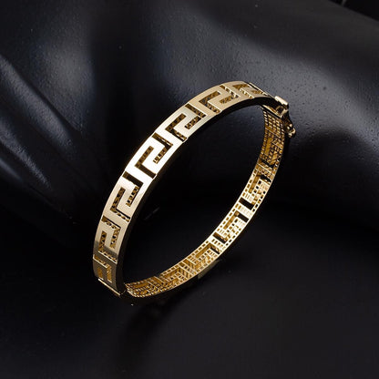 14K Yellow Gold Designer Inspired Hinged Cuff Bangle (9.92 g)