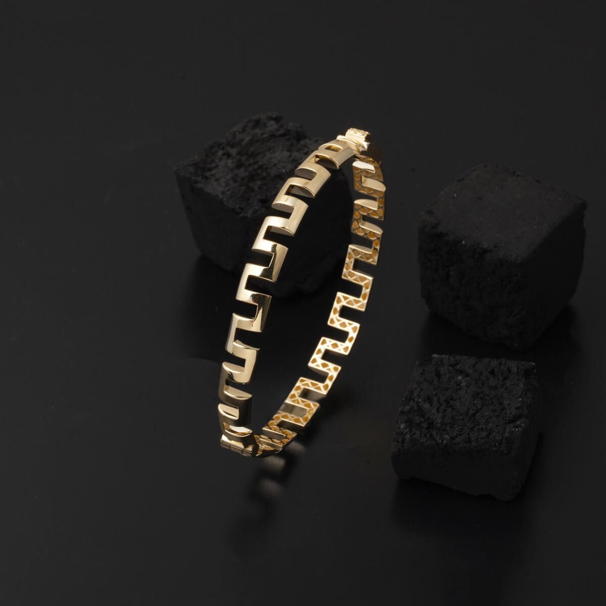 14K Yellow Gold Designer Inspired Women's Hinged Cuff Bangle