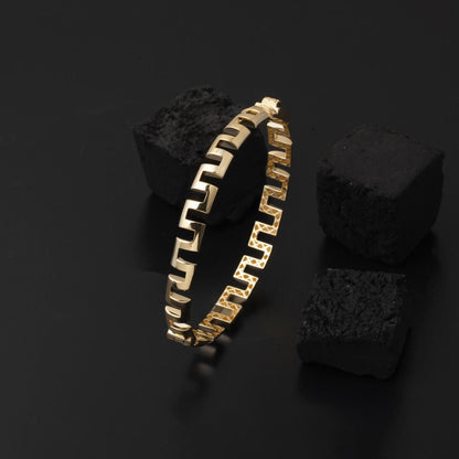 14K Yellow Gold Designer Inspired Women's Hinged Cuff Bangle