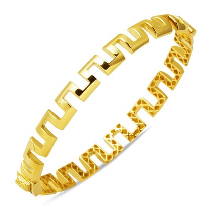 14K Yellow Gold Designer Inspired Women's Hinged Cuff Bangle