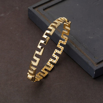 14K Yellow Gold Designer Inspired Women's Hinged Cuff Bangle