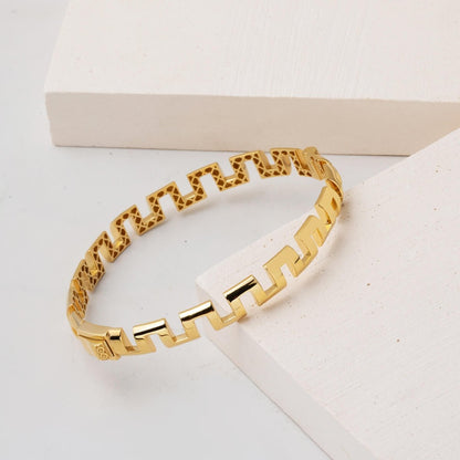 14K Yellow Gold Designer Inspired Women's Hinged Cuff Bangle