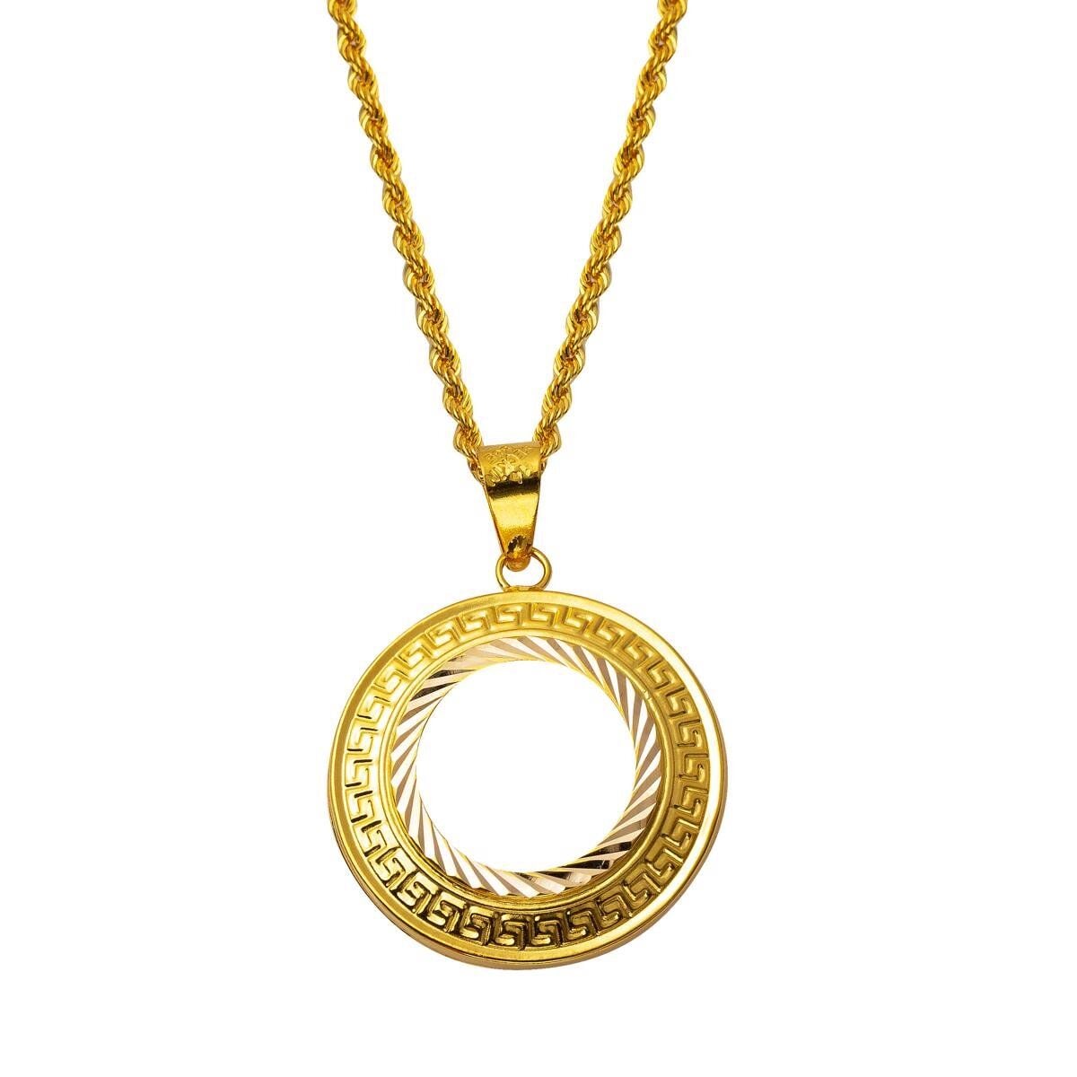 14K Yellow Gold Designer Inspired Quarter Coin Bezel-Set Necklace