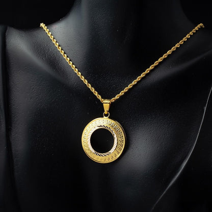 14K Yellow Gold Designer Inspired Quarter Coin Bezel-Set Necklace