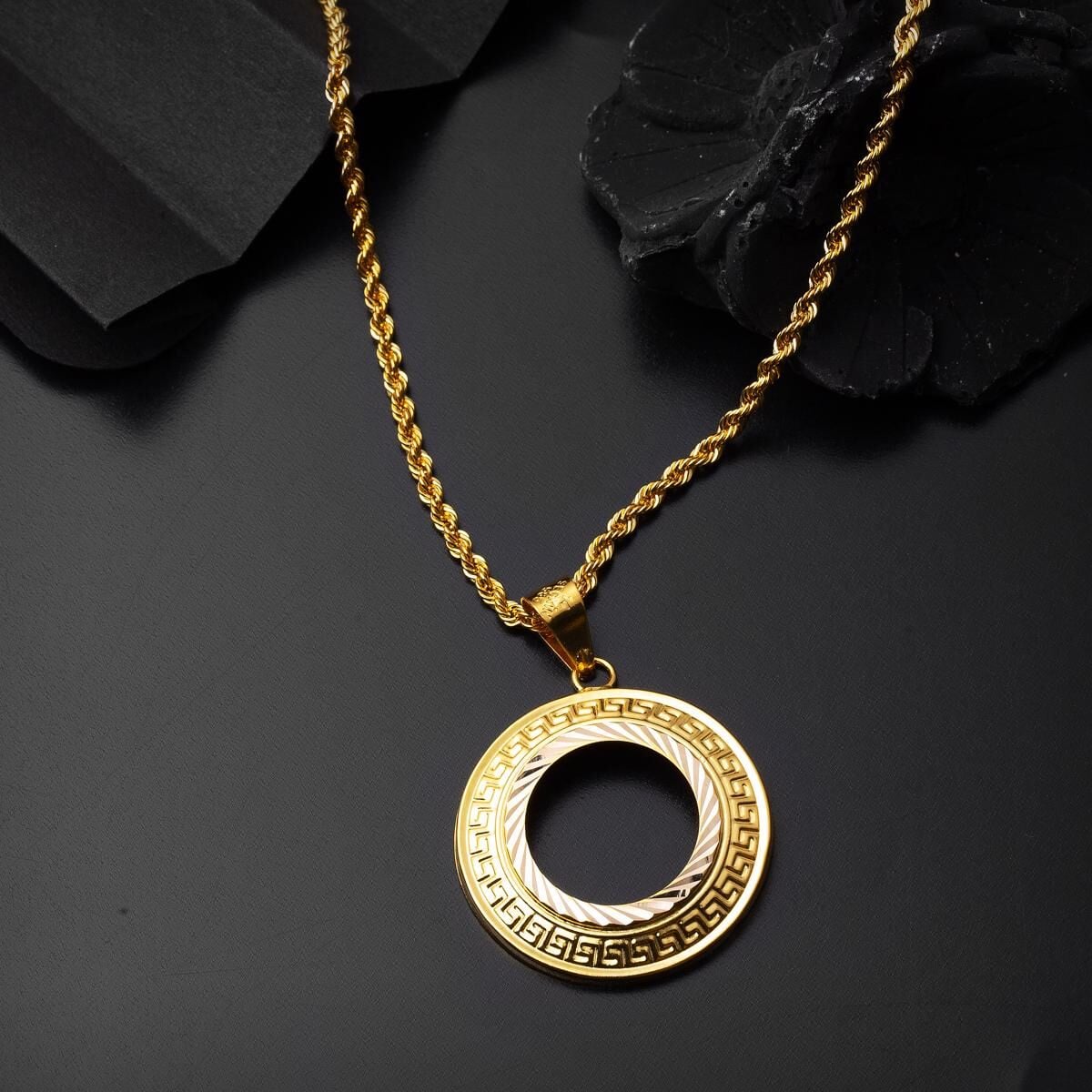 14K Yellow Gold Designer Inspired Quarter Coin Bezel-Set Necklace