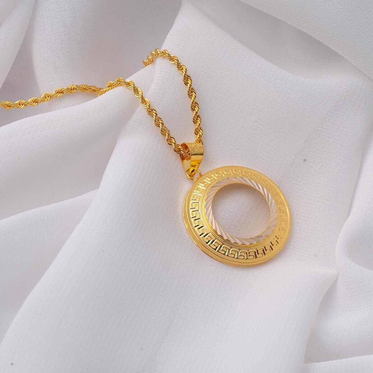 14K Yellow Gold Designer Inspired Quarter Coin Bezel-Set Necklace