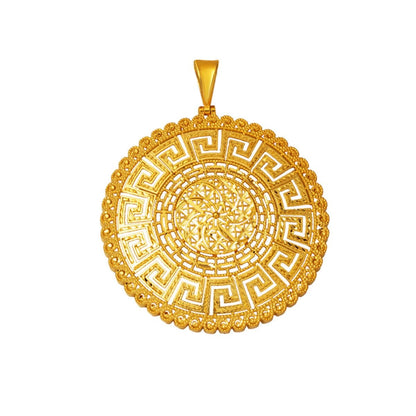 14K Yellow Gold Designer Inspired Medallion Pendant