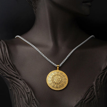 14K Yellow Gold Designer Inspired Medallion Pendant