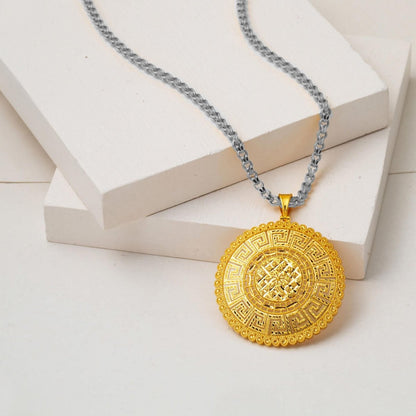 14K Yellow Gold Designer Inspired Medallion Pendant