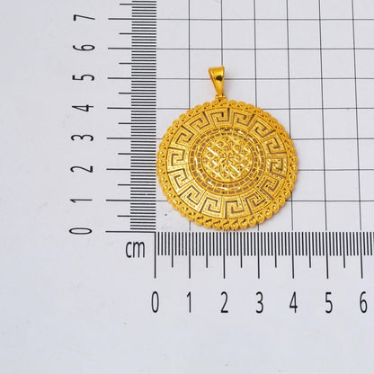 14K Yellow Gold Designer Inspired Medallion Necklace