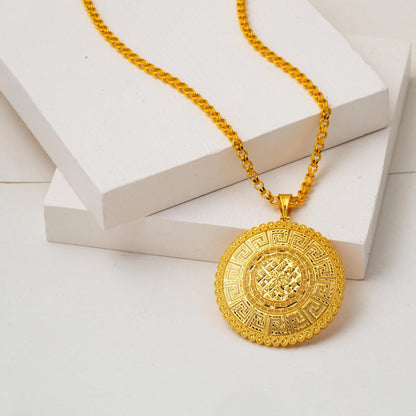14K Yellow Gold Designer Inspired Medallion Necklace