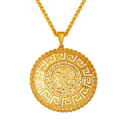 14K Yellow Gold Designer Inspired Medallion Necklace