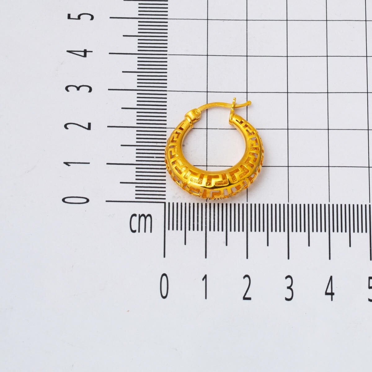 22K Yellow Gold Designer Inspired Medium Hoop Earrings