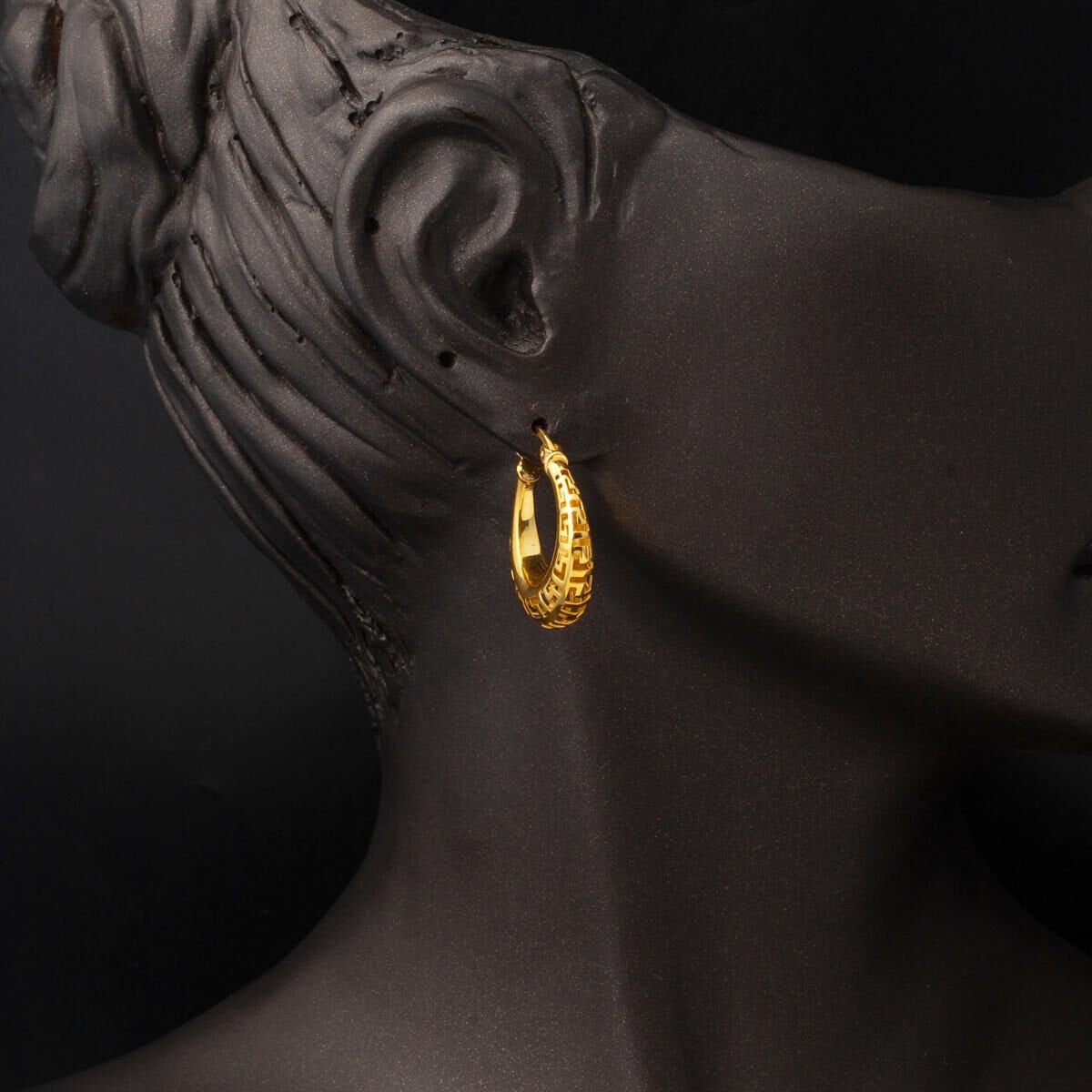 22K Yellow Gold Designer Inspired Medium Hoop Earrings