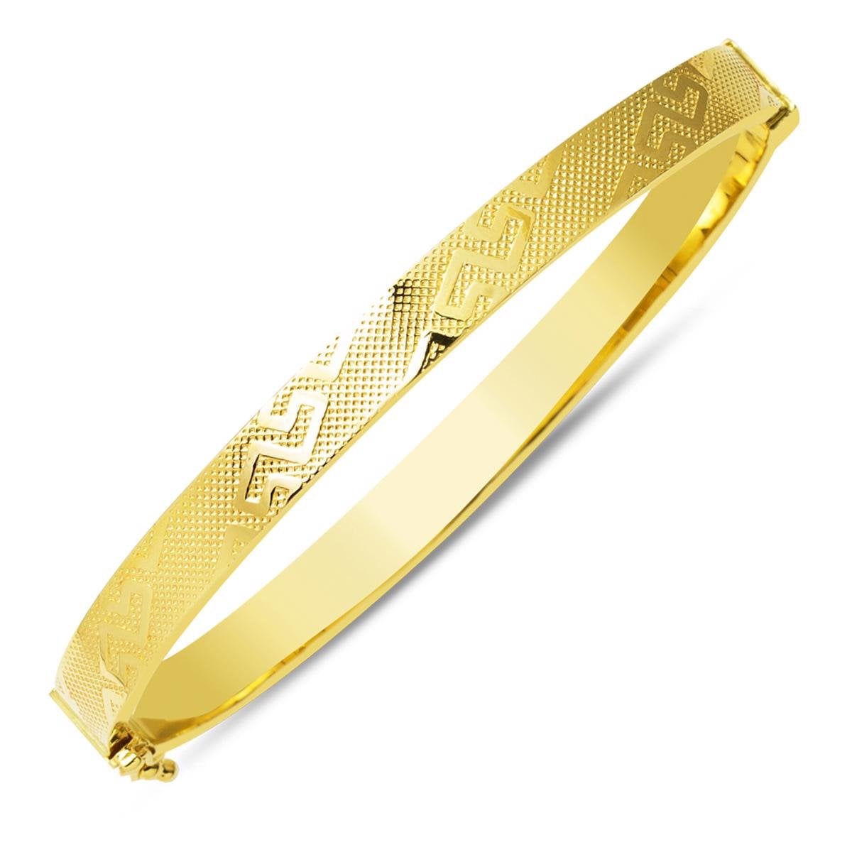 14K Yellow Gold Designer Inspired Style Hinged Cuff Bangle
