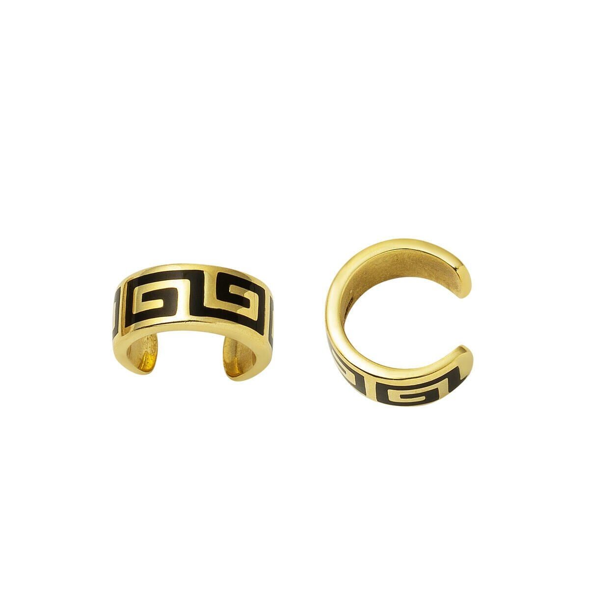 14K Yellow Gold Designer Inspired Style Cartilage Enamel Earrings