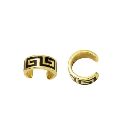 14K Yellow Gold Designer Inspired Style Cartilage Enamel Earrings