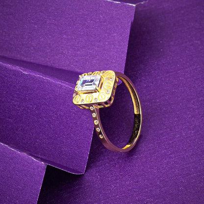 14K Yellow Gold Screw Back Baguette Cubic Zirconia Ring